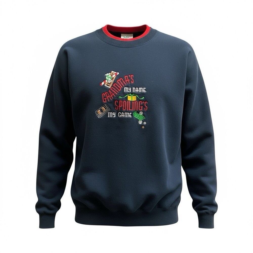 VTG M & C Sportswear Embroidered SPOILING  Grandmacore Crewneck Sweatshirt ~ 2XL